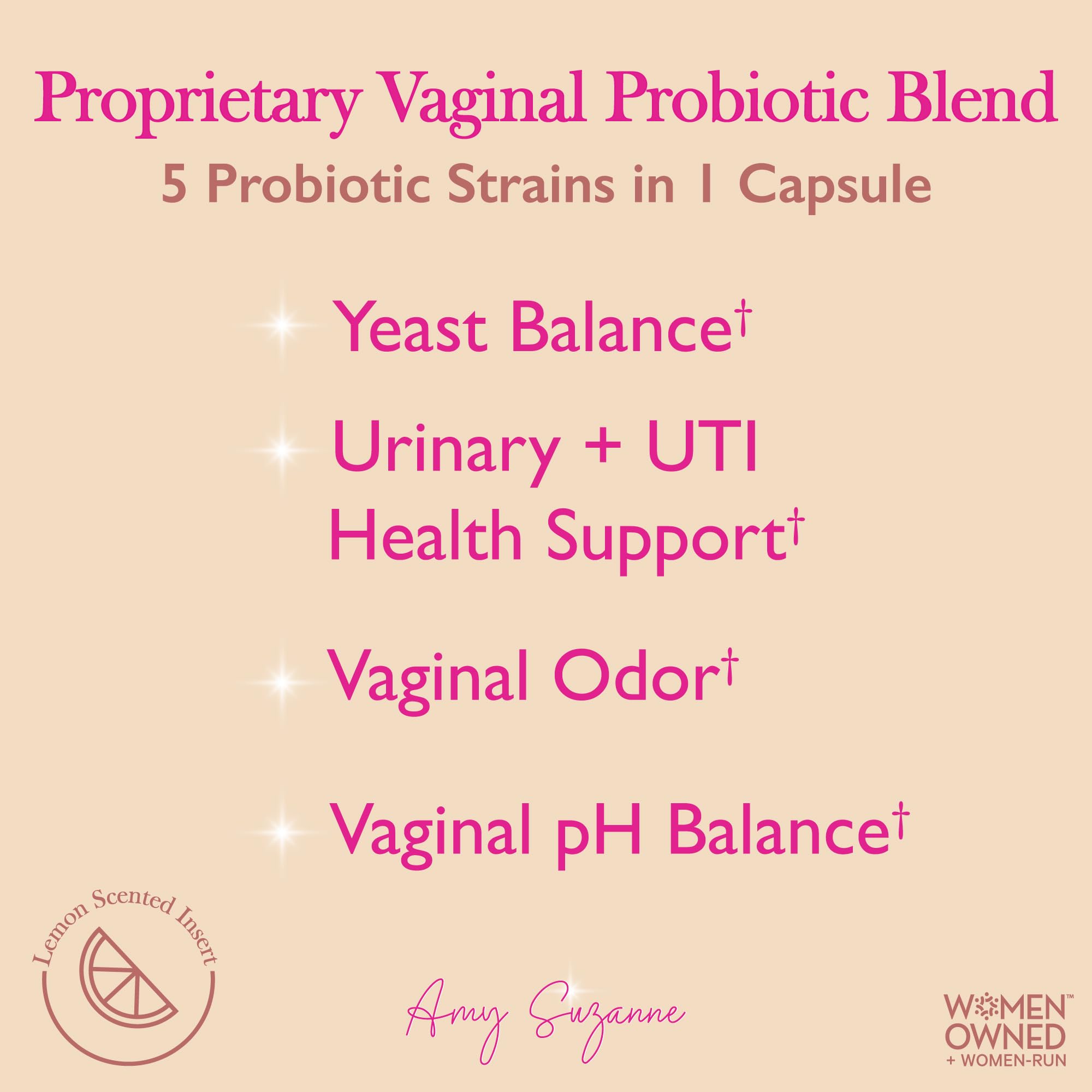 Amy Suzanne Vaginal Probiotics for Women - 10 Billion CFU Probiotic for pH Balance and Urinary Tract Health Amy Suzanne