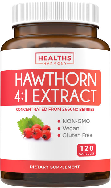 Hawthorn Berry Capsules - 4 Month Supply Digestion & Heart Health Supplement 