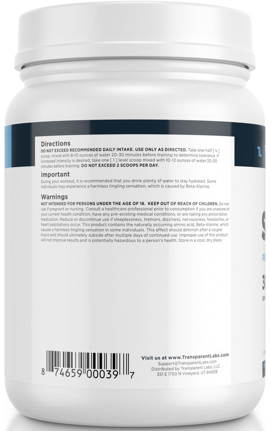 Transparent Labs Stim-Free Pre-Workout - Caffeine & Stim Free Pre Workout Powder