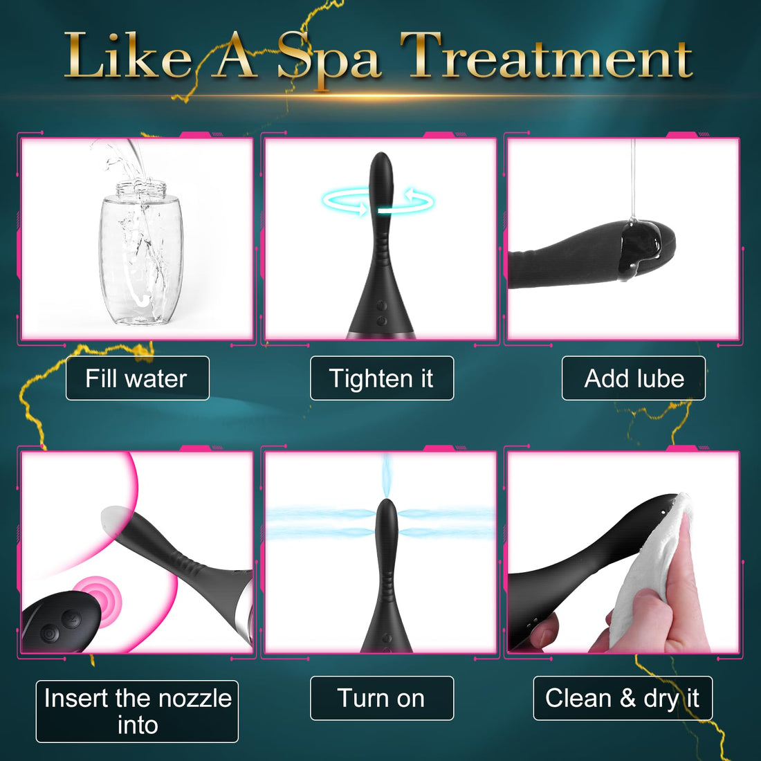 15oz Electric Enema Bulb -Remote Anal Douche, 3 Enema Speeds,Bendable Enema Douche 