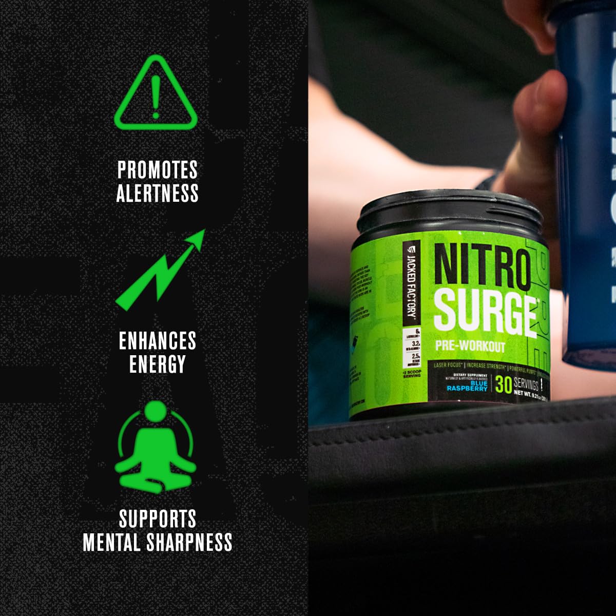 NITROSURGE Pre Workout Supplement - Endless Energy, Instant Strength Gains Jacked Factory