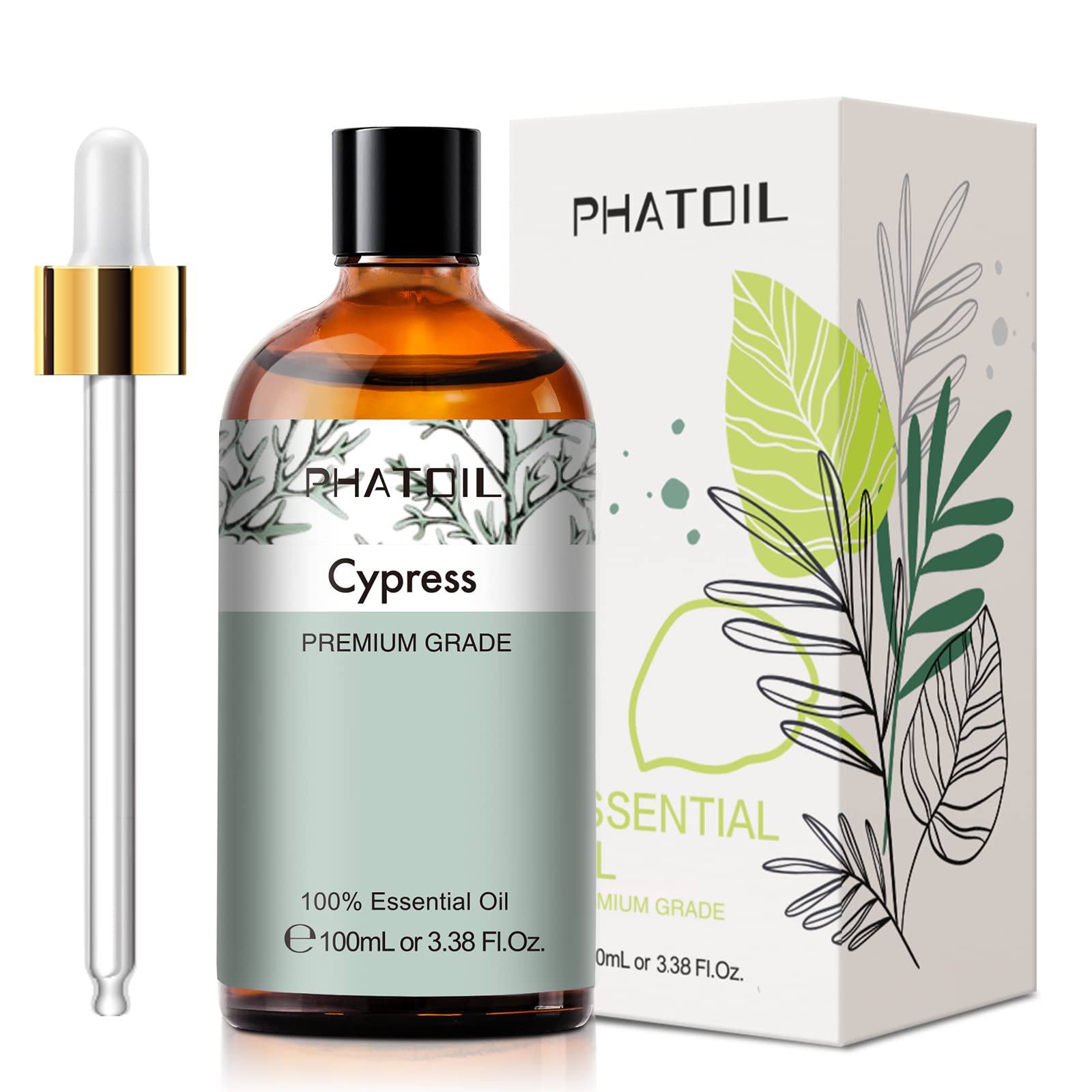 Cypress 3.38fl.oz Essential Oil, PHATOIL Aromatherapy Essential Oils for Diffuser, Humidifier PHATOIL