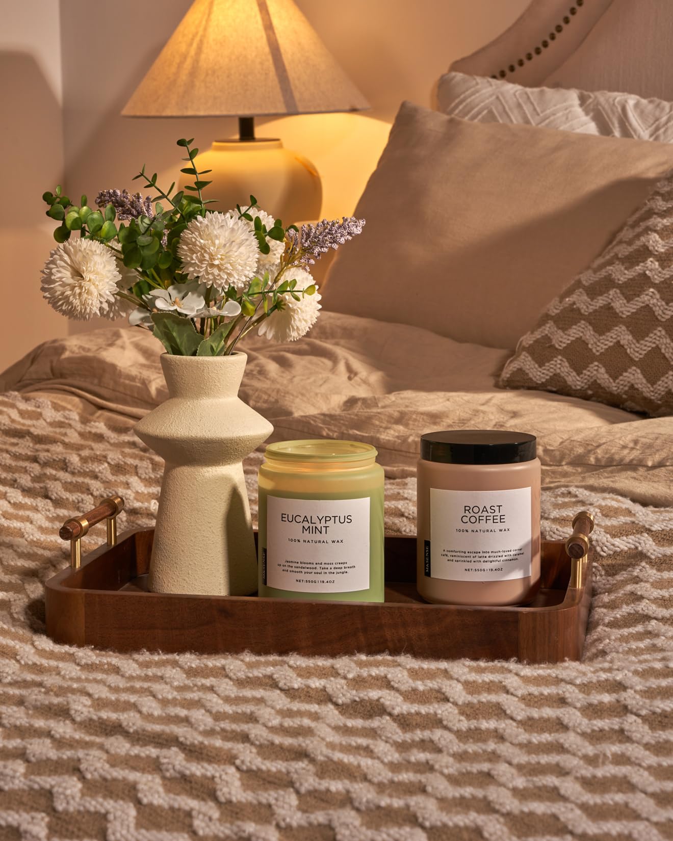 M&SENSE Eucalyptus Mint Candles for Home Scented, 19.4oz 110 Hours Burn Soy Aromatherapy