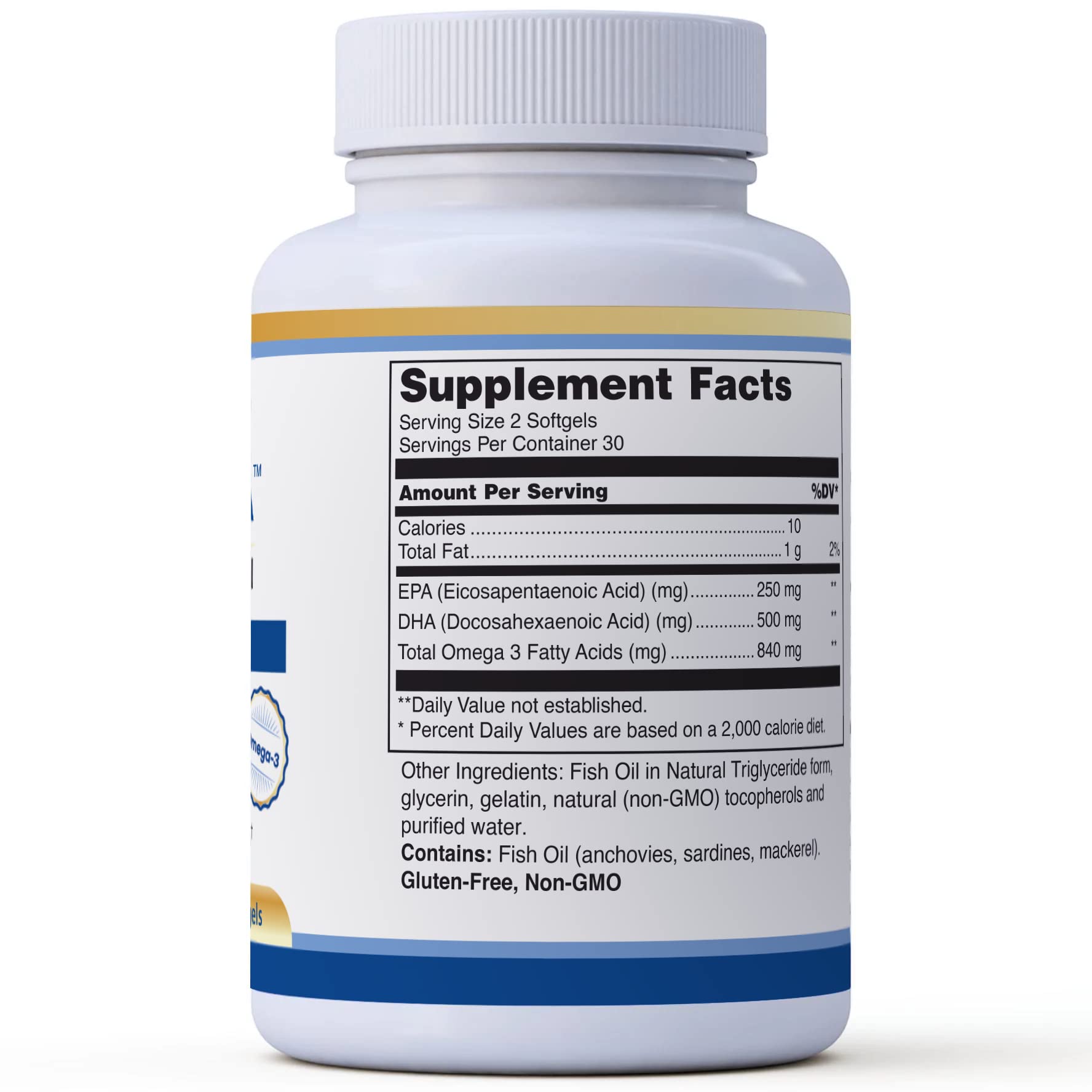 High DHA Omega 3 Fish Oil - CogniDHA - Pharmaceutical Grade - 840 mg Omega-3s - Supercritical CO2 Tranquility Labs