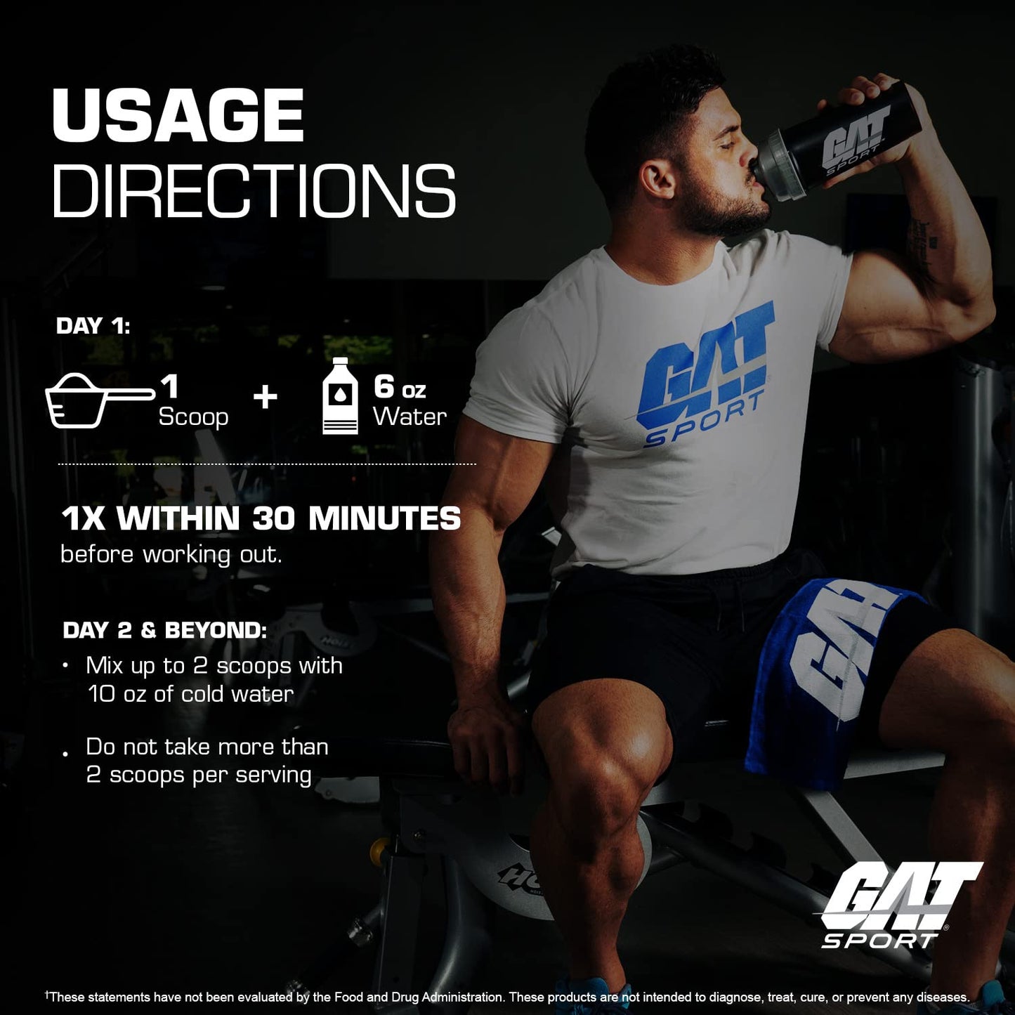 GAT SPORT Nitraflex Black Pre-Workout Powder, Extreme Pre-Training Formula for Men