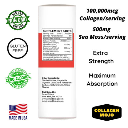 Collagen Mojo Liquid Collagen Peptides with Sea Moss, Burdock Root & Bladderwrack