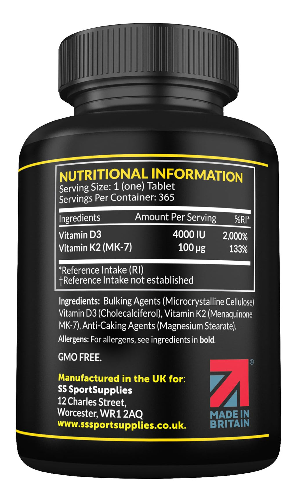 Vitamin D3 K2 High Strength Tablets - 365 Micro Tablets - Vitamin d3 4000 iu and k2