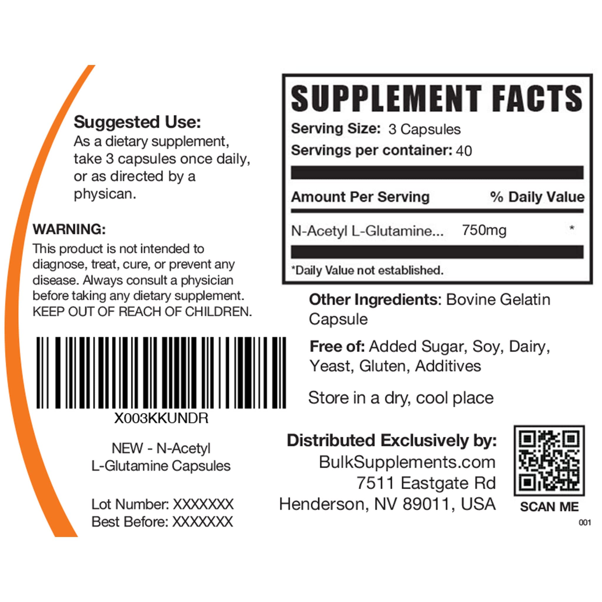 BULKSUPPLEMENTS.COM N-Acetyl L-Glutamine Capsules - Glutamine Supplement BULKSUPPLEMENTS.COM