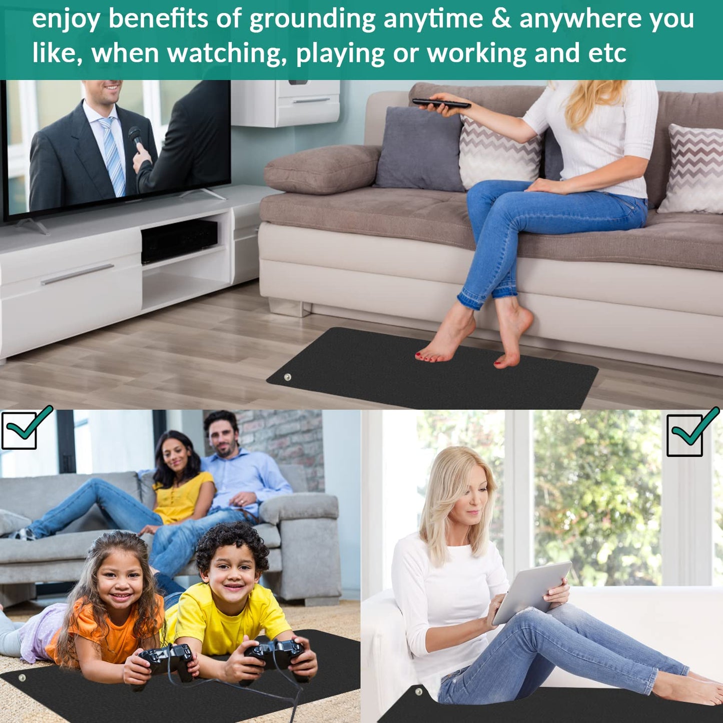 Grounding Mat for Improving Sleep, Grounding Pad for Health, Grounding Bed Mat with Grounding Cord