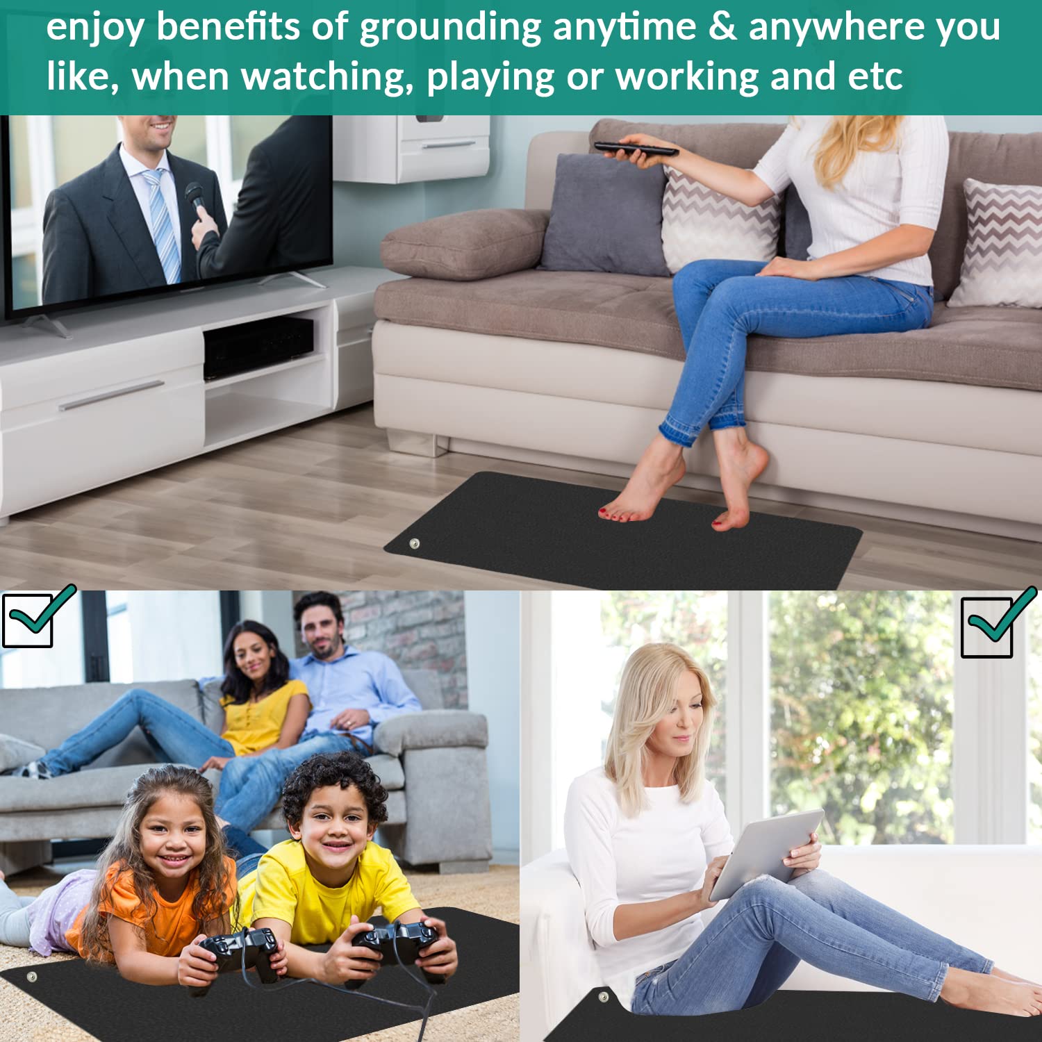 Grounding Mat for Improving Sleep, Grounding Pad for Health, Grounding Bed Mat with Grounding Cord VAJOOCLL