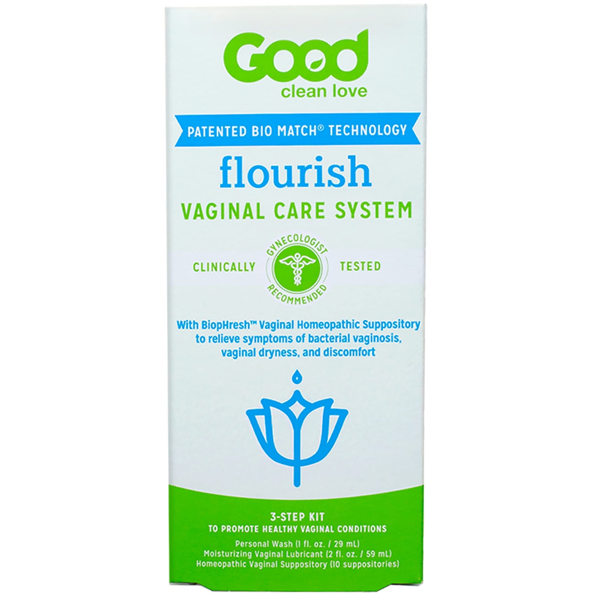 Good Clean Love Flourish Vaginal Care System, 30-Day Regimen, Relieves Itching & Irritation, Includes Personal