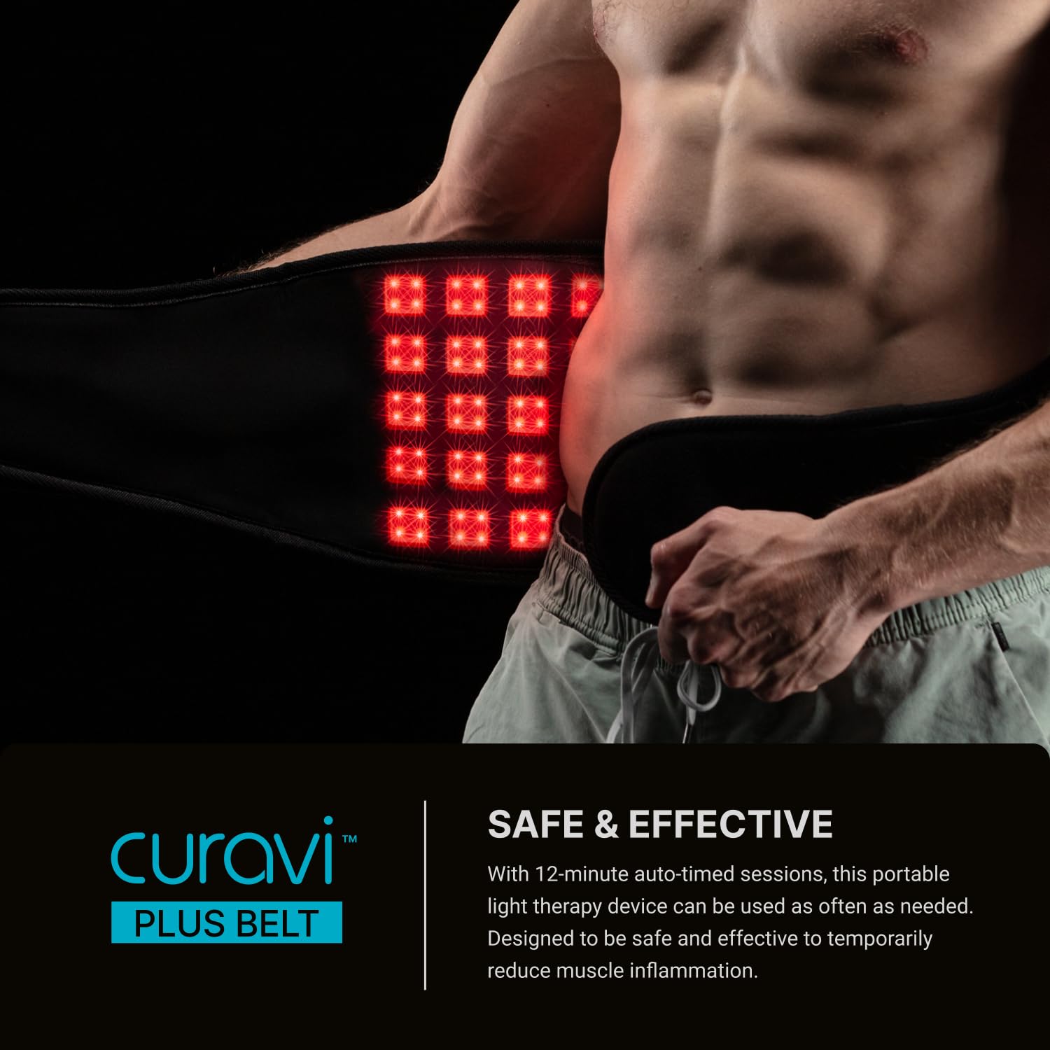 CURAVI Plus™ Wearable Red Light Therapy Belt for Lower Back Pain Relief - 160 Diodes - Safe and Effective CURAVI