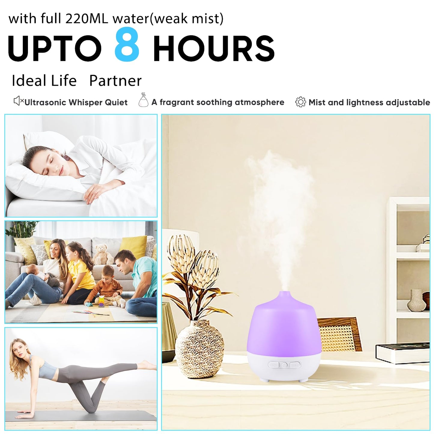 HAPPTWS 220Ml Essential Oil Diffuser - Diffusers for Essential Oils Aromatherapy Diffuser