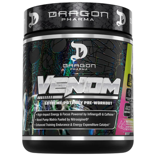 DRAGON PHARMA Venom Extreme Potency Pre-Workout, Laser Sharp Focus + Energy