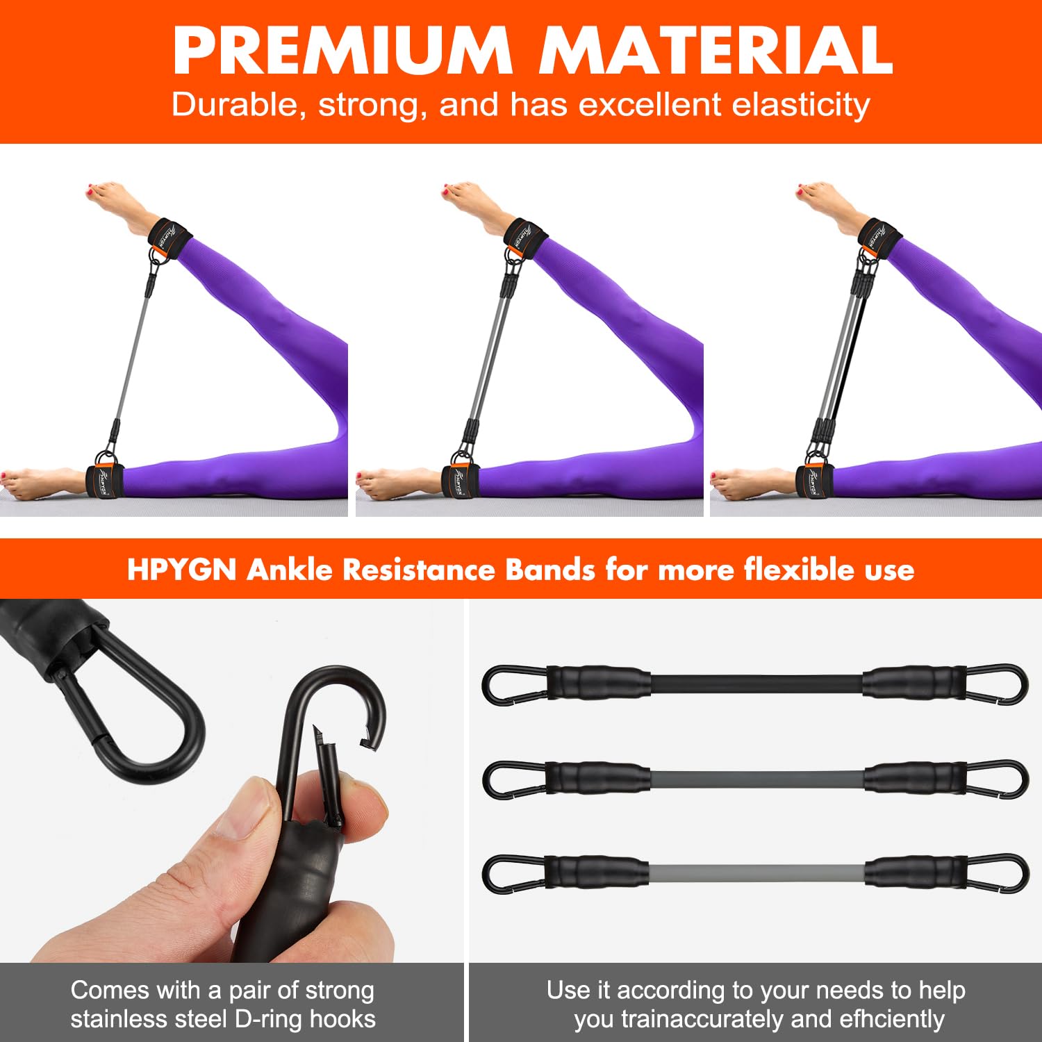 Ankle Resistance Bands with Cuffs for Leg and Glute Training - Exercise Equipment HPYGN