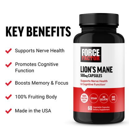 Force Factor Lion’s Mane Supplement Capsules, Memory & Focus Supplement