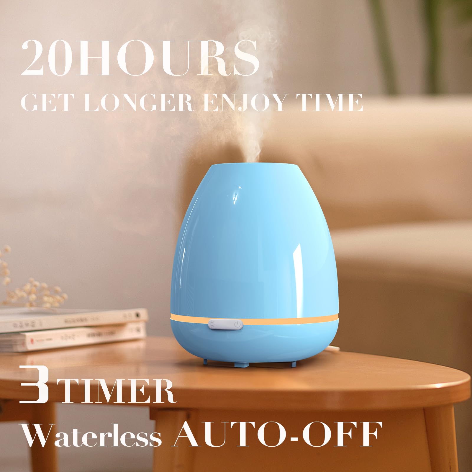Essential Oil Diffuser for Bedroom Small Humidifier for Home Cool Mist Scent Diffuser 300ml 20 Hours Fashome