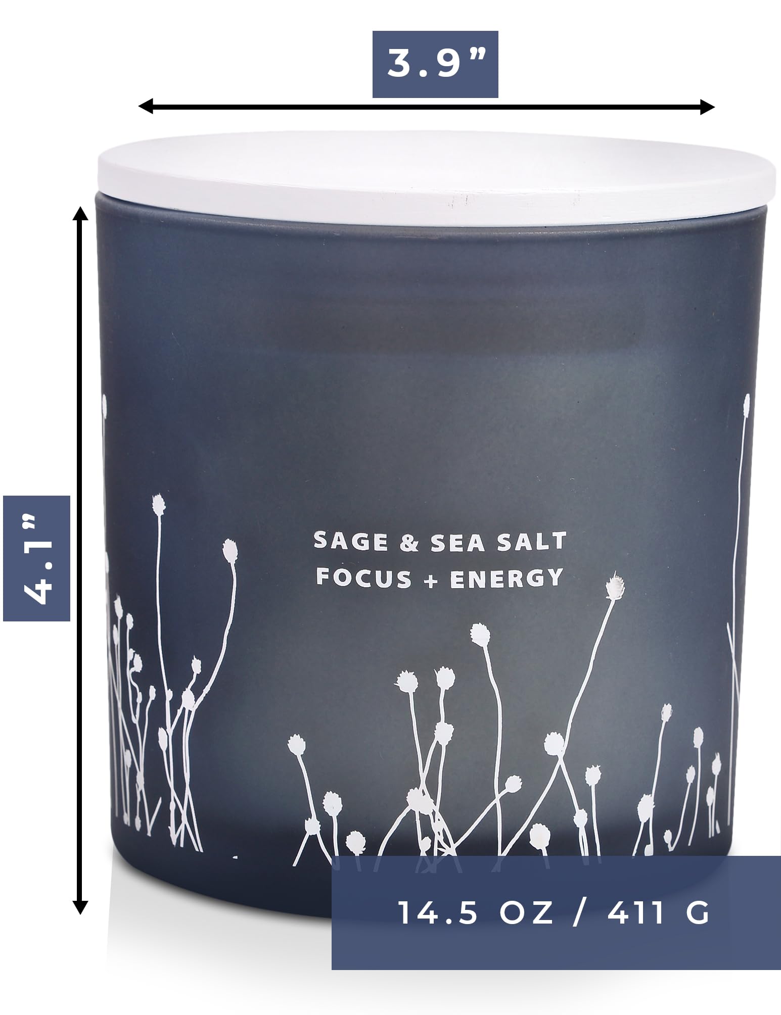 White Sage Sea Salt 3 Wick Candle 14.5 oz | Sage Candles for Cleansing House | Large Soy Candles GIFTAWAY