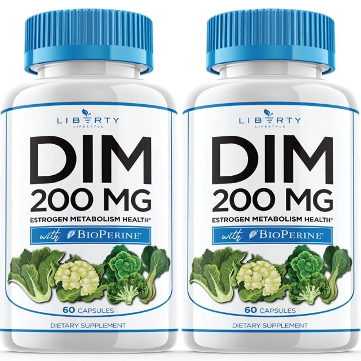 Liberty Lifestyle DIM Supplement 200mg - DIM Diindolylmethane Plus BioPerine - Estrogen Balance