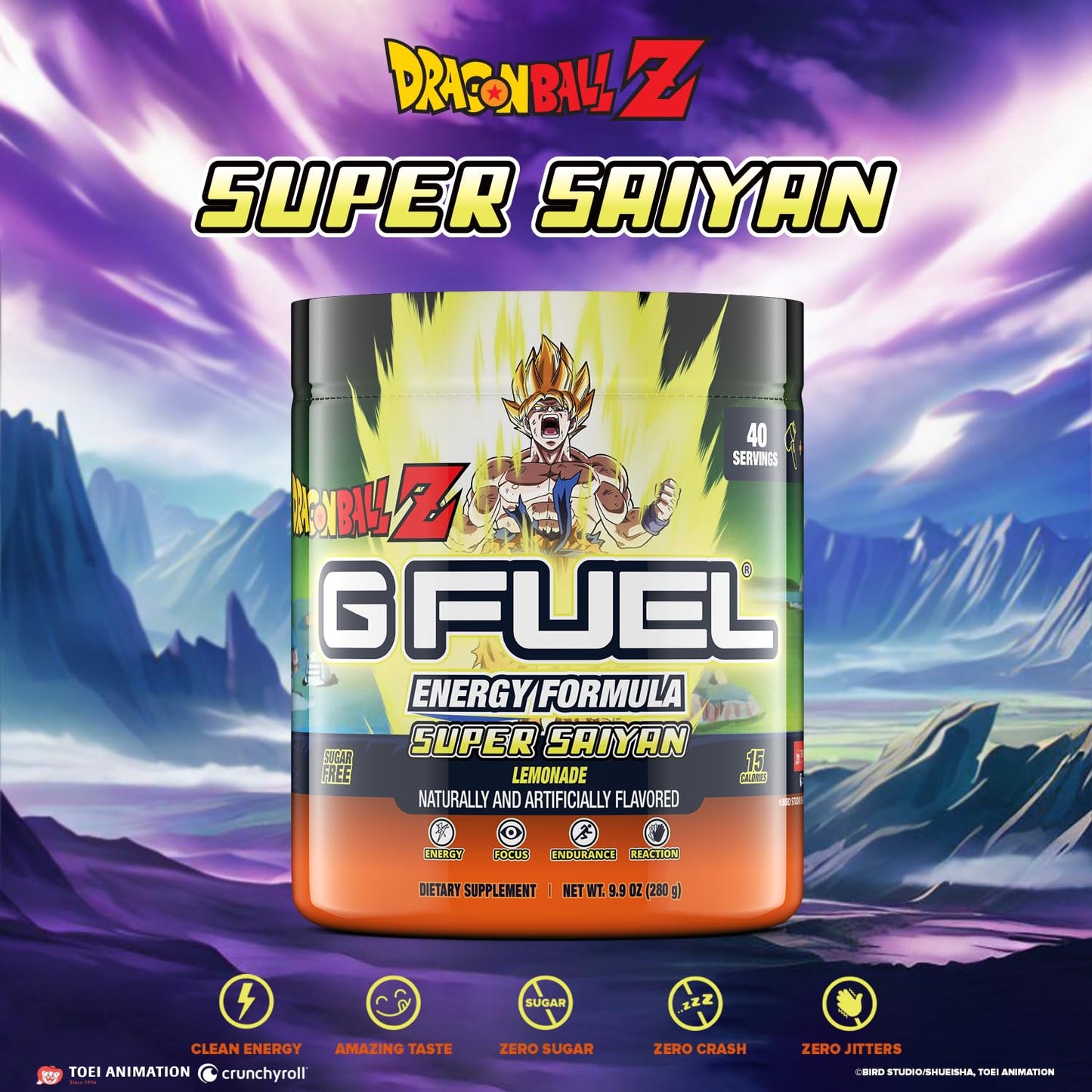 G fuel Dragon Ball Z Energy Powder, Sugar Free, Clean Caffeine Focus Supplement