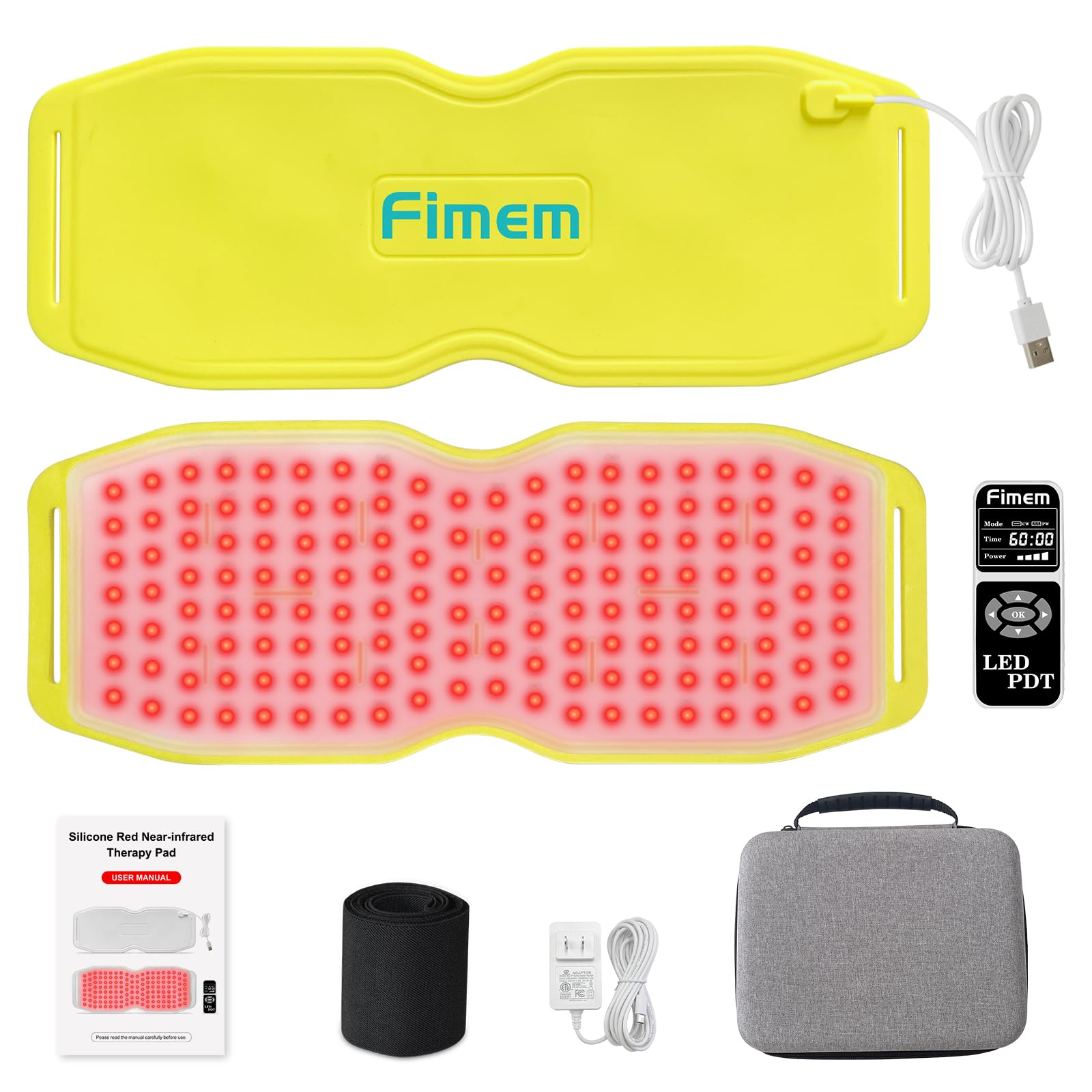 Fimem Red Light Therapy Belt 660nm 850nm 940nm, Red Light Therapy Device for Back, Infrared Light Therapy Fimem