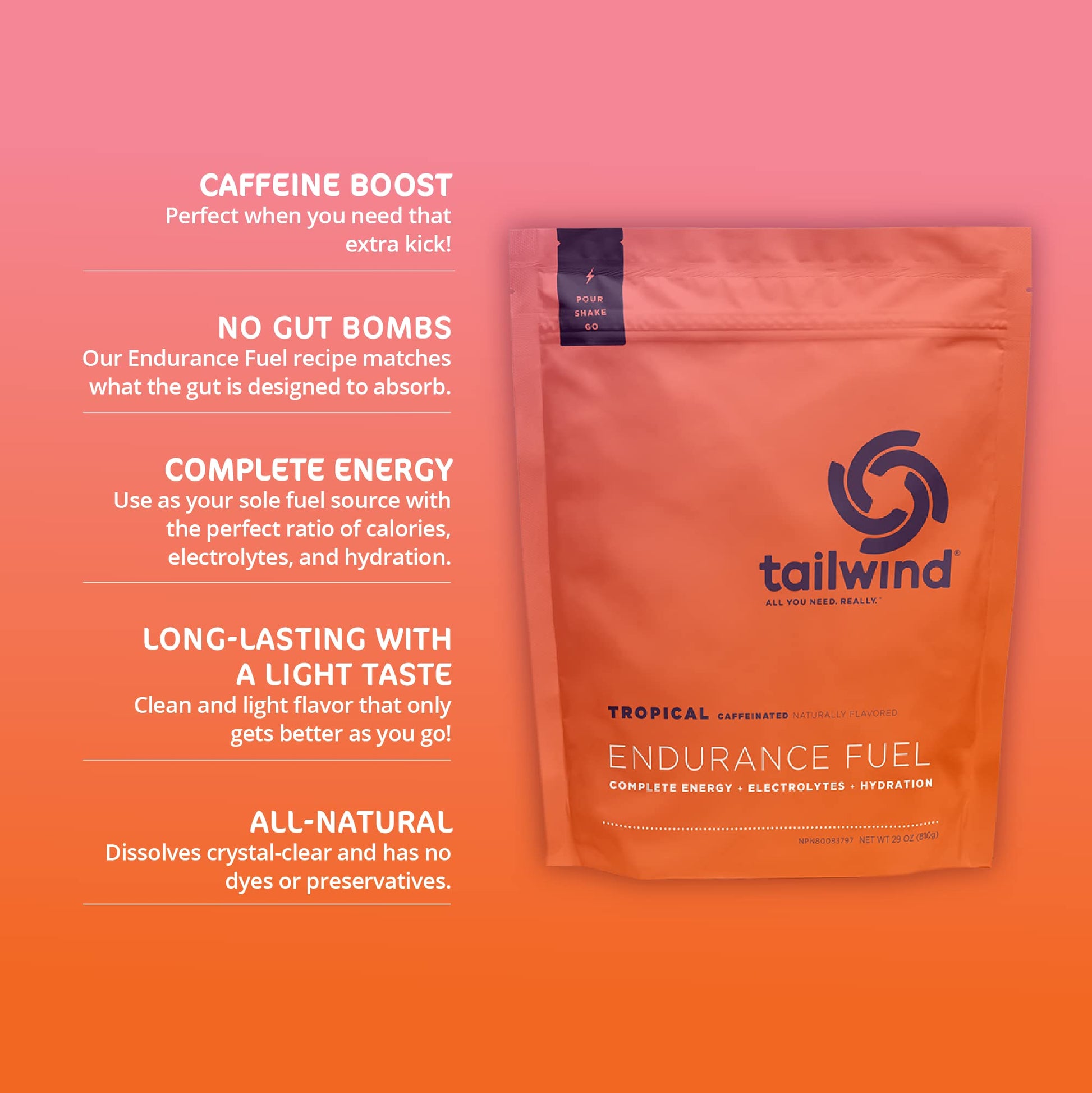 Tailwind Nutrition Endurance Fuel, Caffeine Drink Mix with Electrolytes