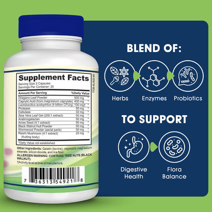 Candida Cleanse Support and Detox with Natural Herbs, probiotics and Oregano Oil