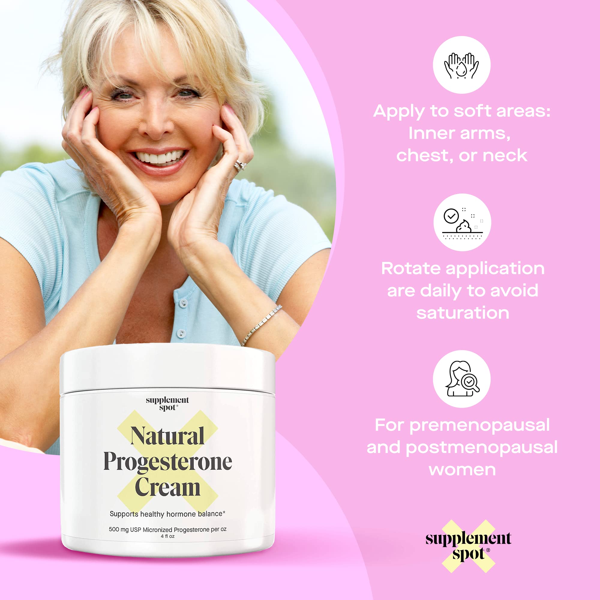 Supplement Spot Natural Progesterone Cream for Women – Micronized Bioidentical Progesterone Cream Supplement Spot