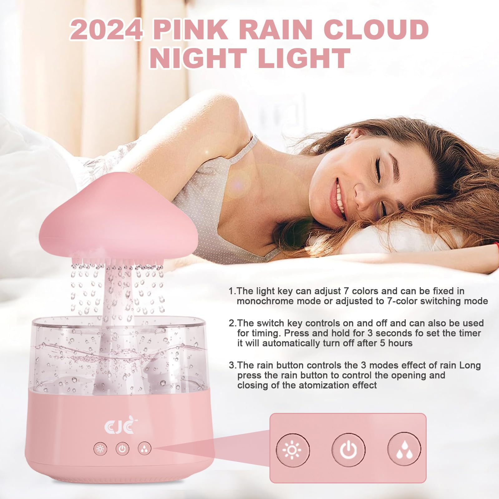 Humidifiers for Bedroom, 7 Color-Changing Led Night Lights, Aromatherapy Essential Oil cjc