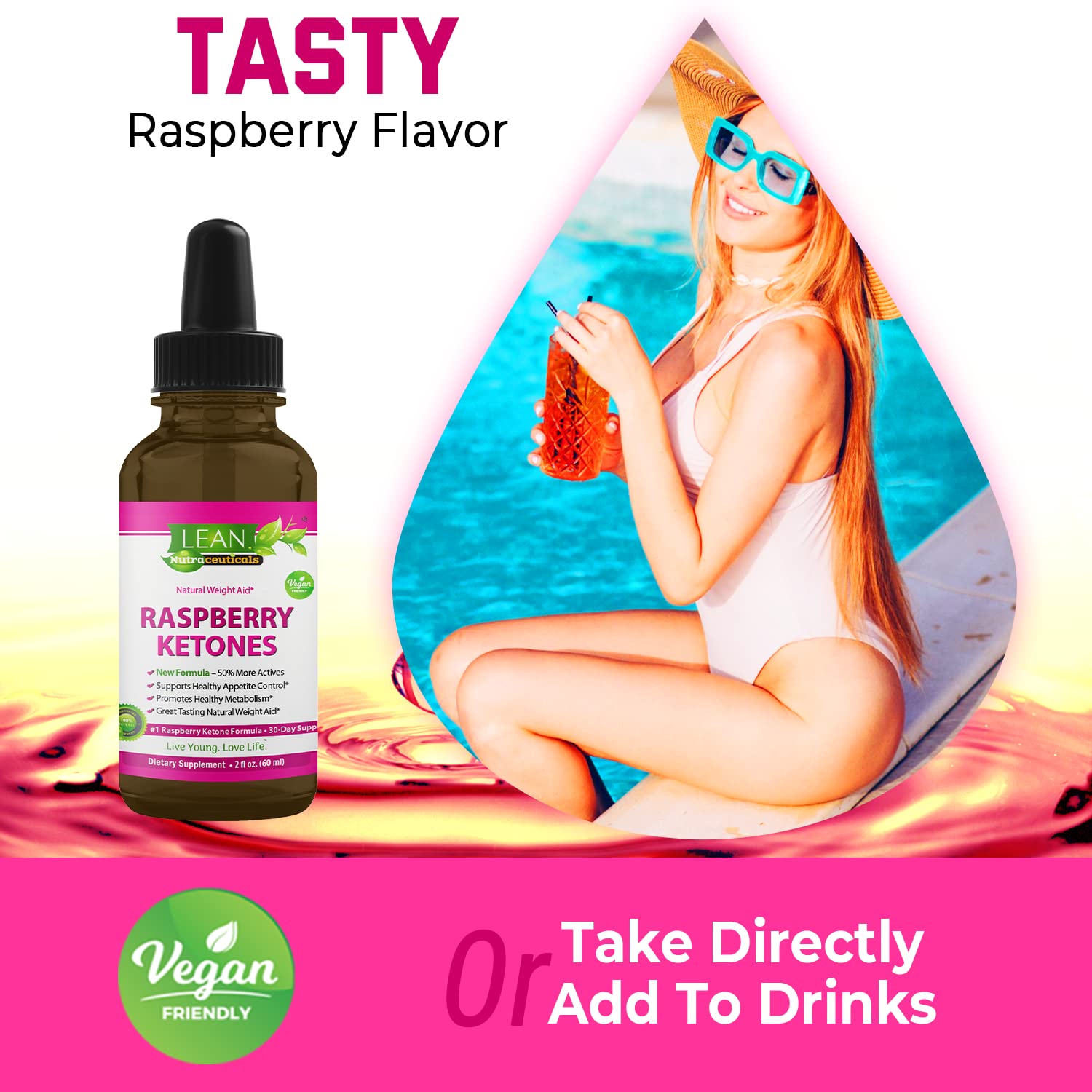 Weight Loss Perfect Keto Raspberry Ketone Drops, Appetite Suppressant Fat Burner LEAN Nutraceuticals