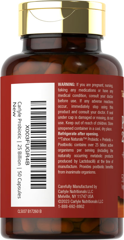 Carlyle Prebiotic, Probiotic & Postbiotic | 25 Billion CFU | 60 Powder Pills | Men and Women