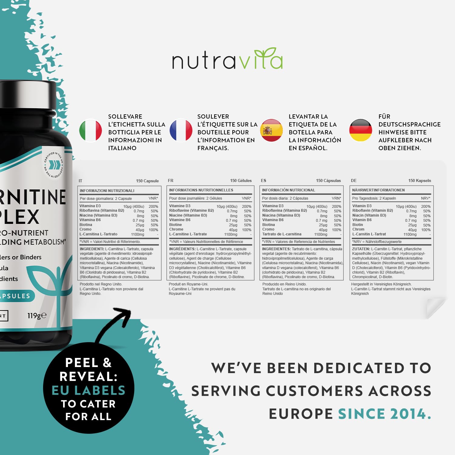 L-Carnitine Complex - High Strength Capsules with Added Riboflavin, Biotin, Chromium