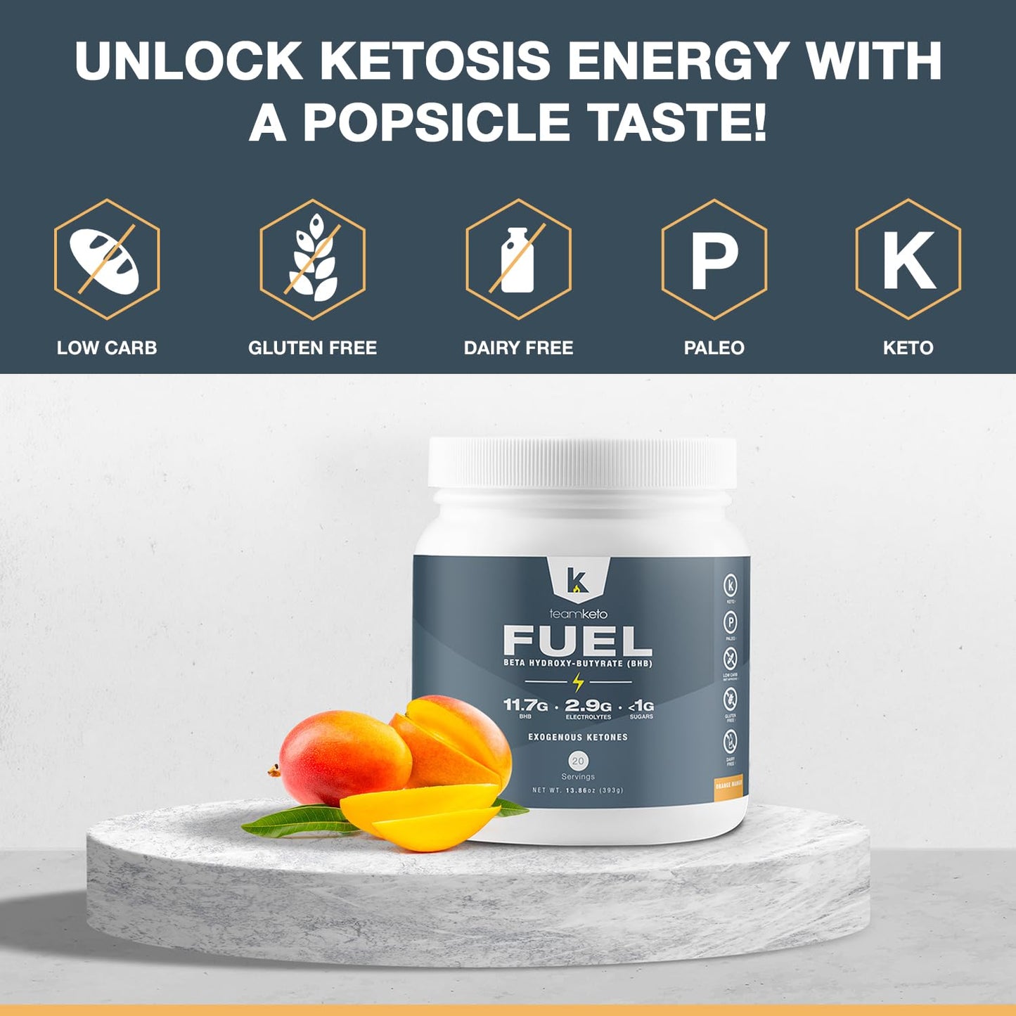 TeamKeto exogenous Ketones Powder, Pure Keto BHB Salts | Dairy & Gluten Free-Best Keto