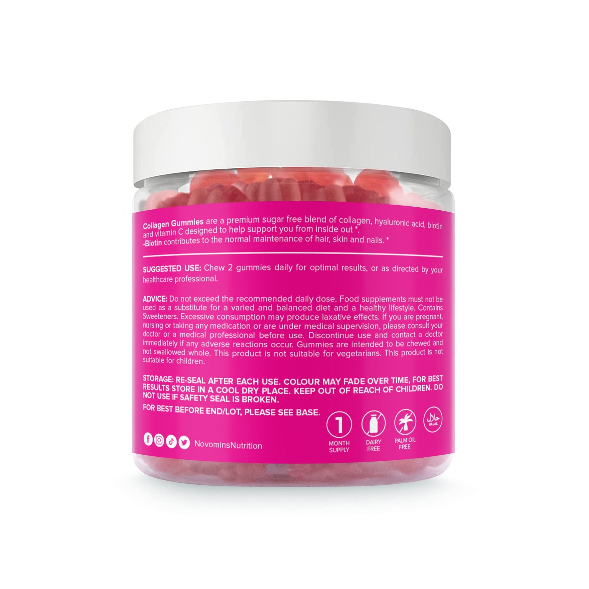 Collagen Gummies - Sugar Free Marine Collagen Gummies - Superior Type 1 Hydrolysed Collagen novomins