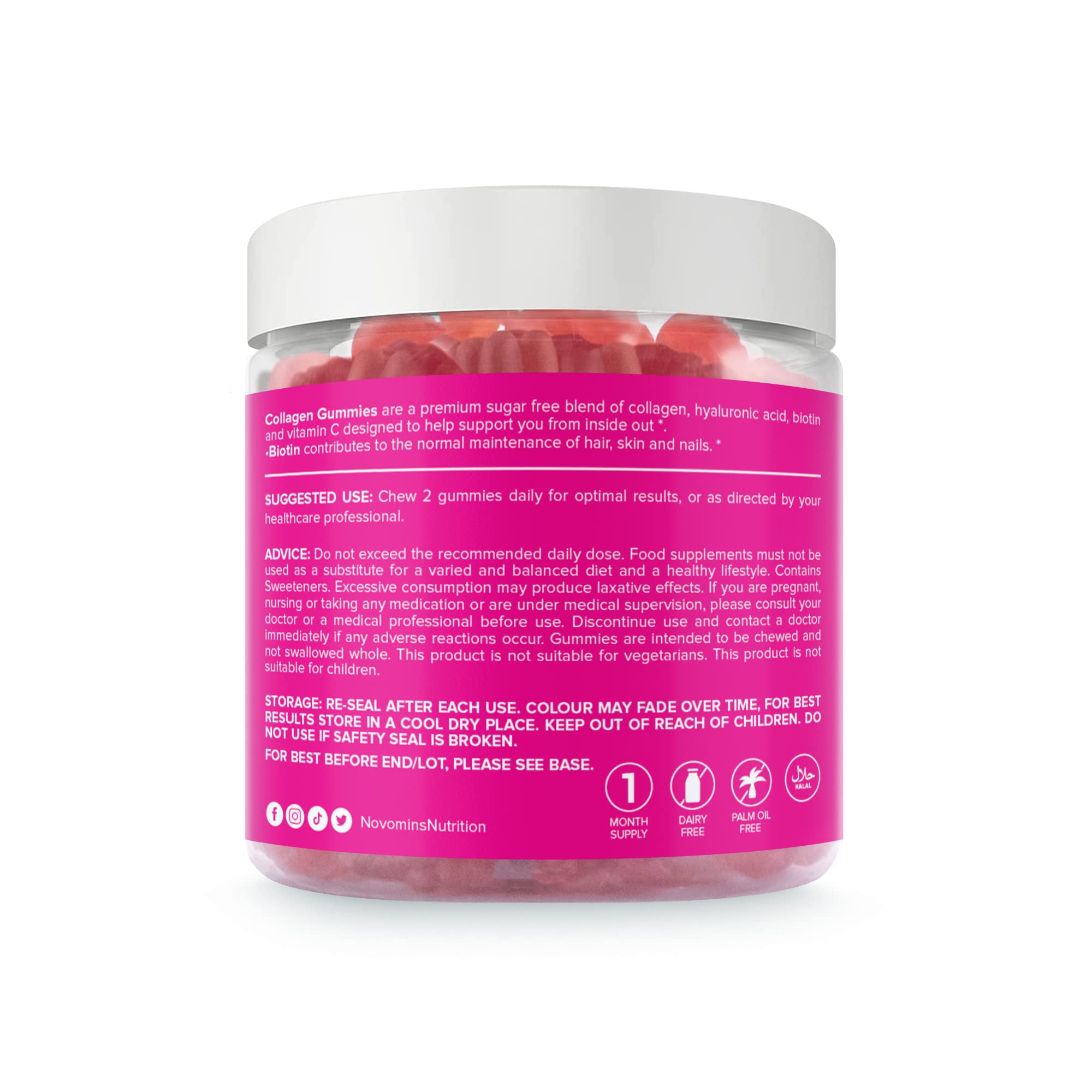 Collagen Gummies - Sugar Free Marine Collagen Gummies - Superior Type 1 Hydrolysed Collagen novomins