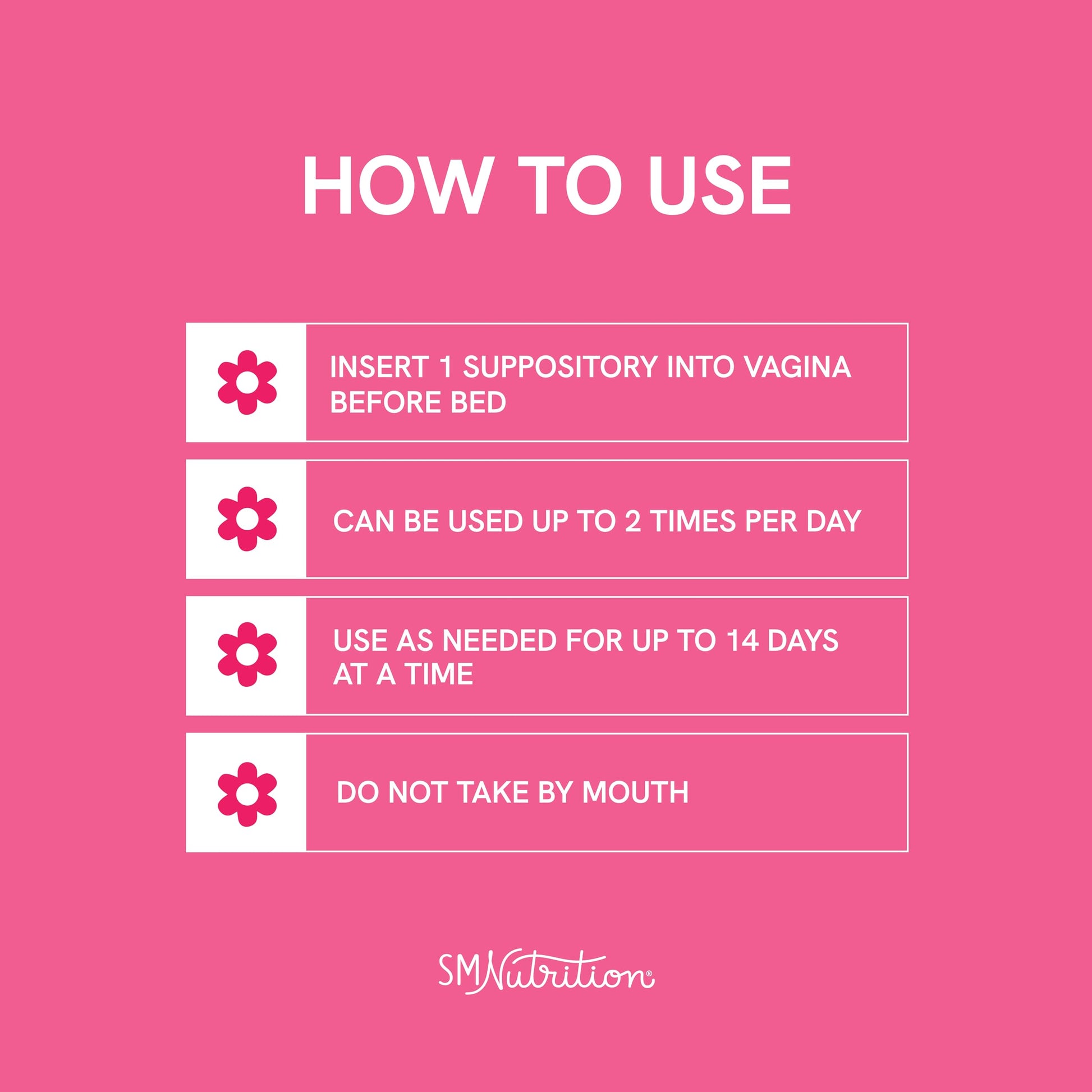 Boric Acid Suppositories for Women | 600mg | for pH Balance, Vaginal Odor & Itching | Feminine Hygiene SMNutrition