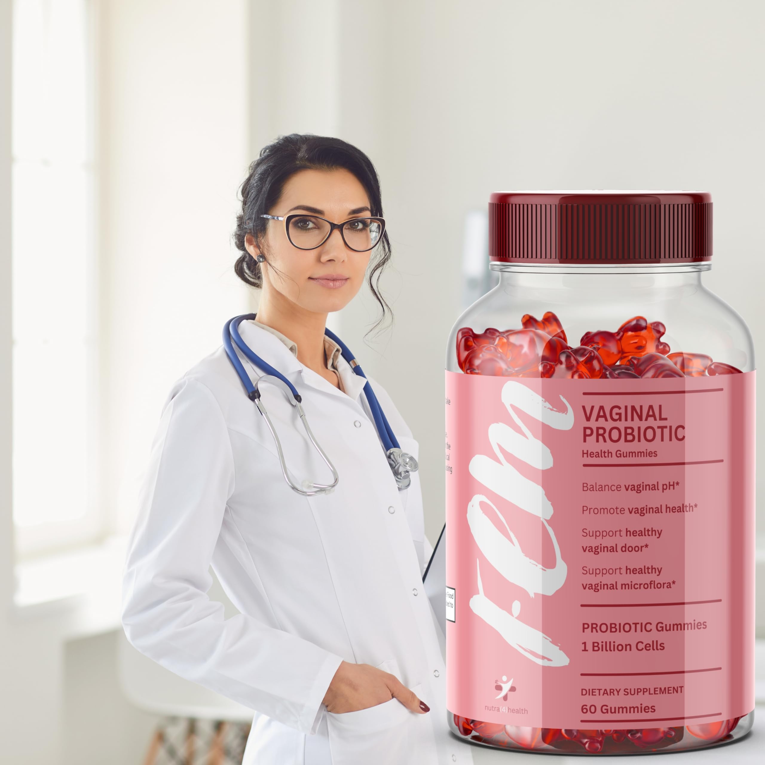 FEM Vaginal Probiotic Gummies for Women - Promotes pH Balance, Healthy Vaginal Odor & Urinary nutra4health