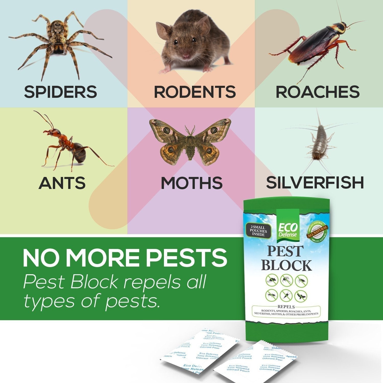 Eco Defense Pest Control Pouches - All Natural - Repels Rodents, Spiders Eco Defense