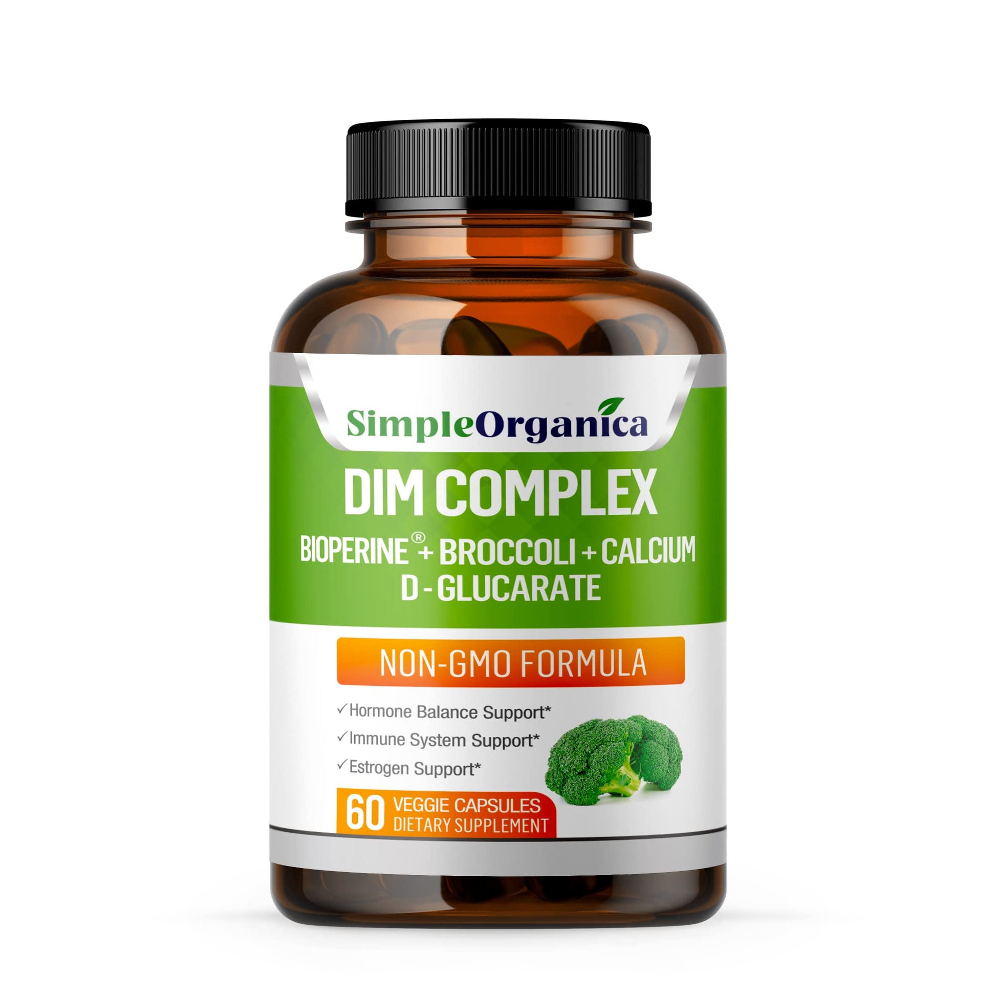 DIM Supplement (Diindolylmethane) 300mg + BioPerine + Calcium D-Glucarate for Women & Men