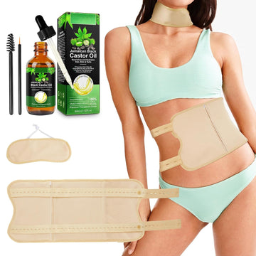 Jamaican Black Castor Oil (2.02 fl oz) with Reusable Castor Oil Pack Wrap, Adjustable Castor