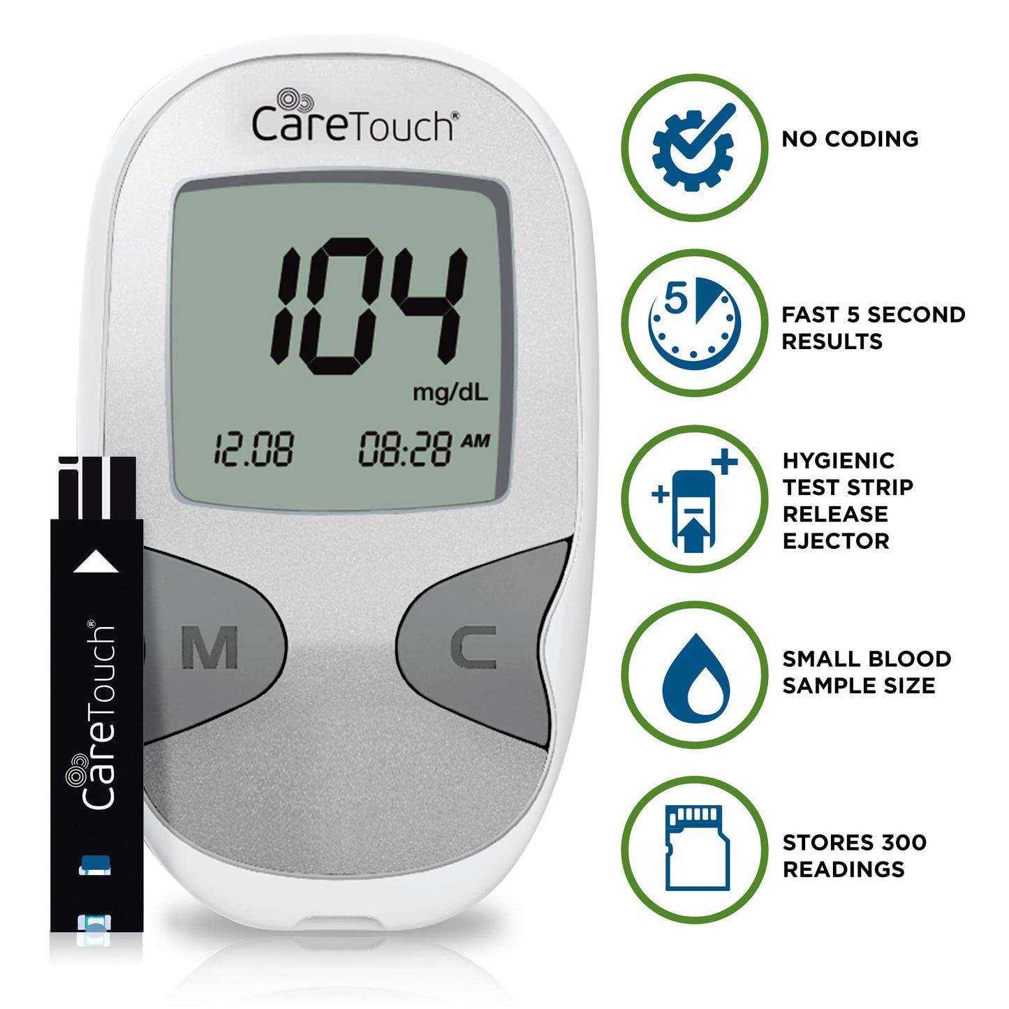 Care Touch Blood Glucose Meter Kit - Diabetes Testing Kit with Glucometer