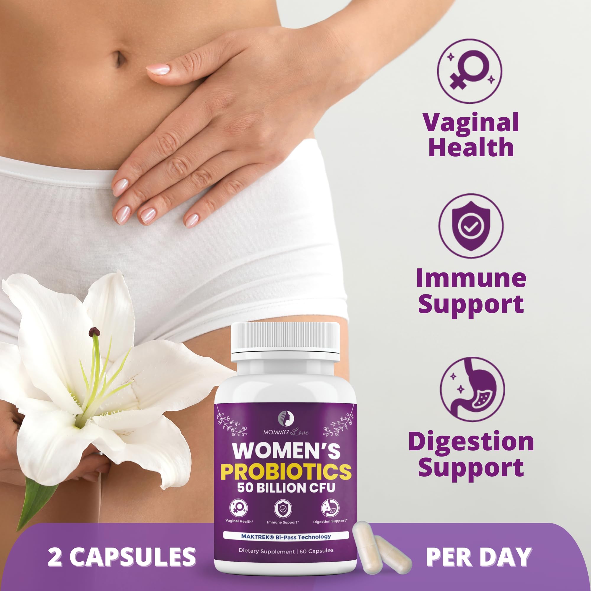 Probiotics for Women Digestive Health + Vaginal Probiotics for Vaginal Odor Control, Balanced PH Levels Mommyz Love