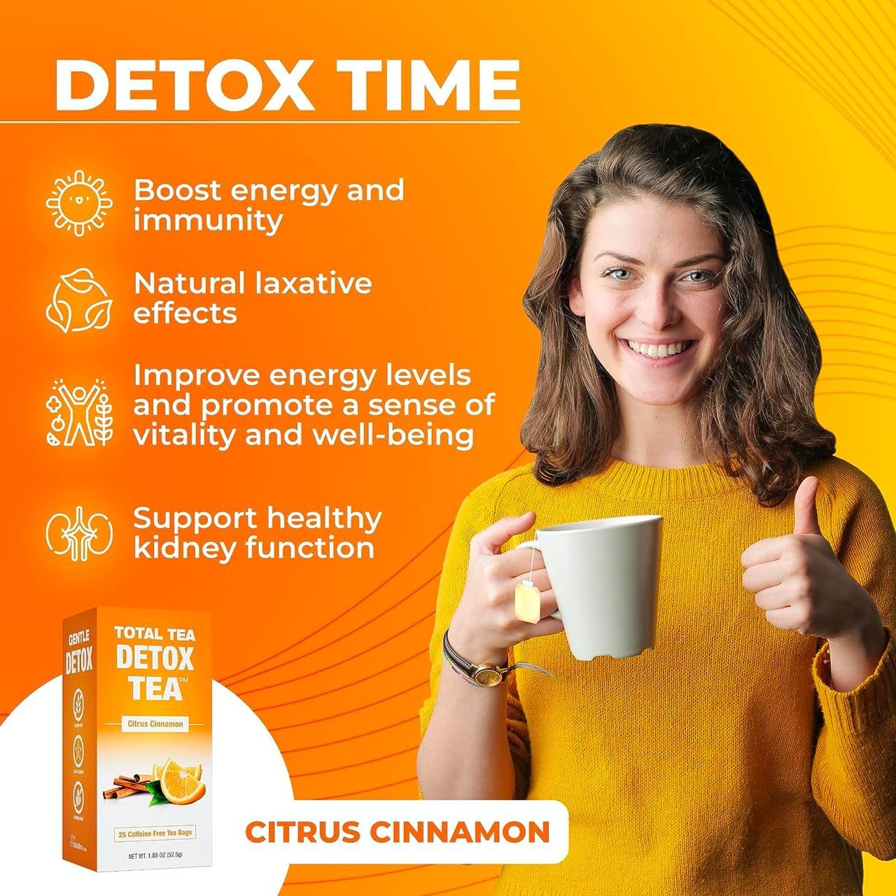Detox Tea Caffeine Free, Herbal Tea with Chamomile, Hibiscus Tea and Ginger Root