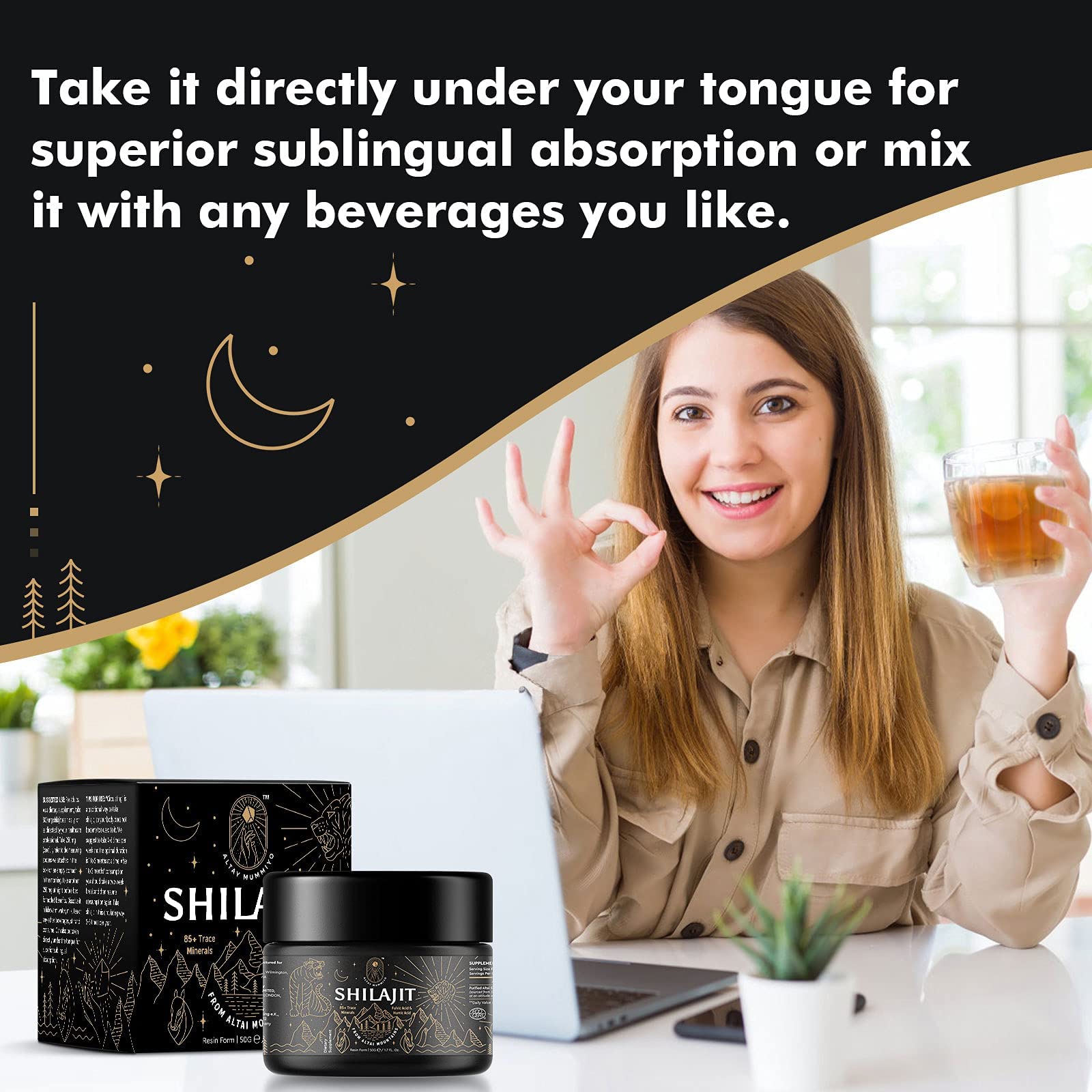 Shilajit Resin with Fulvic Acid & Trace Minerals, Original Siberian Pure Shilajit with 85+ Humic ALTAY MUMMIYO