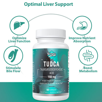 Genogna TUDCA 1100mg-Liver Support Supplement for Detox Cleanse, Water-Soluble Bile