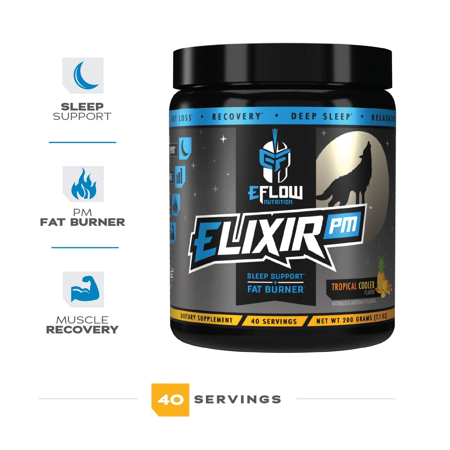 eFlow Nutrition Elixir PM - Night time Fat Burner and Natural Sleep Support - GABA, l-carnitine