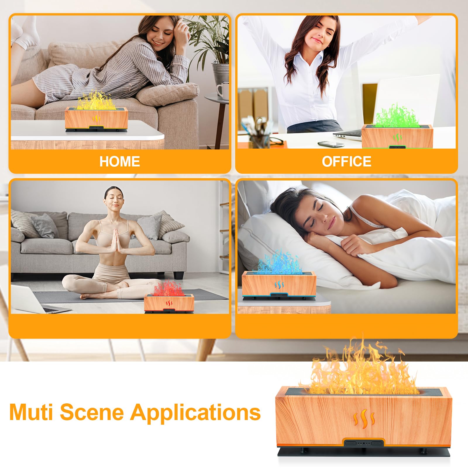 WENPHONE Upgraded 7 Color Essential Oil Diffusers, Flame Air Aroma Diffuser Humidifier, 200ml WENPHONE