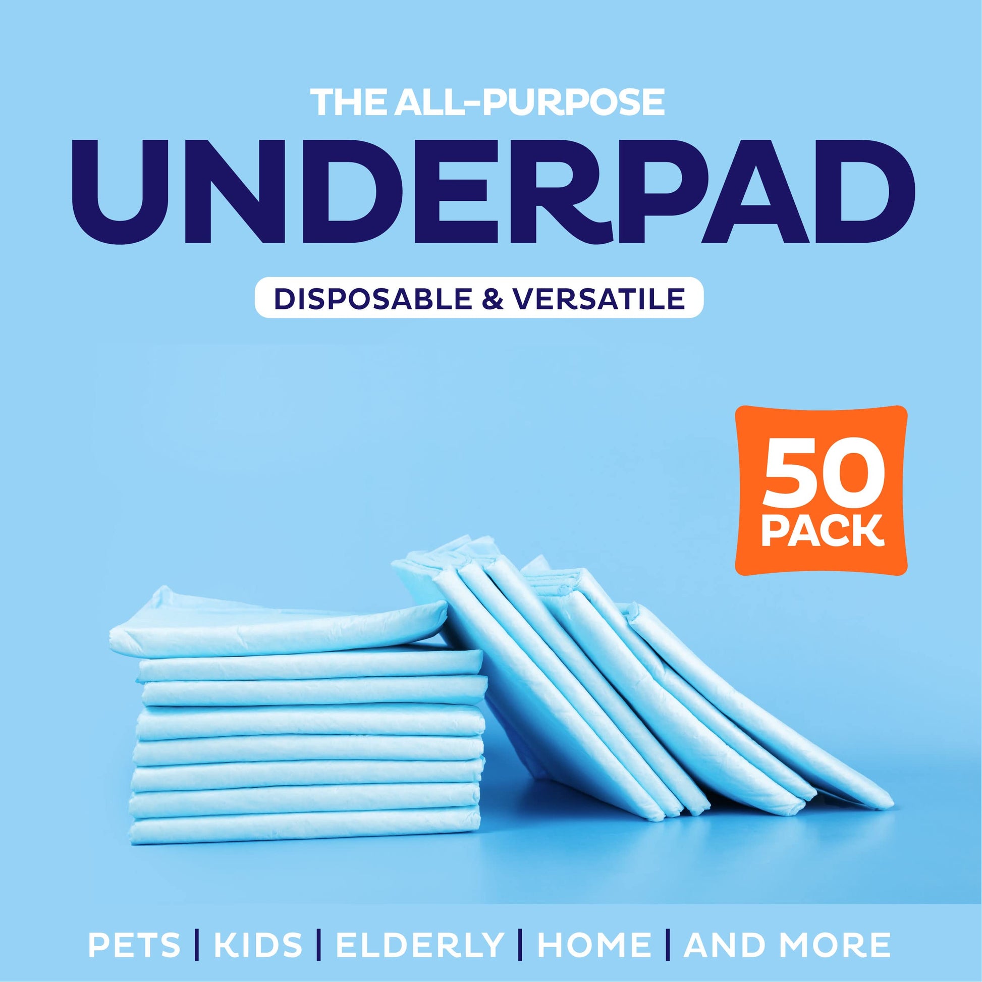 Chucks Pads Disposable [50-Pack] Underpads 23x36 Incontinence Chux Stack Man