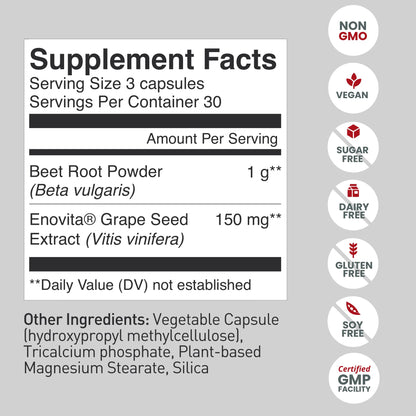 humanN SuperBeets Beet Root Capsules Quick Release 1000mg - Supports Nitric Oxide