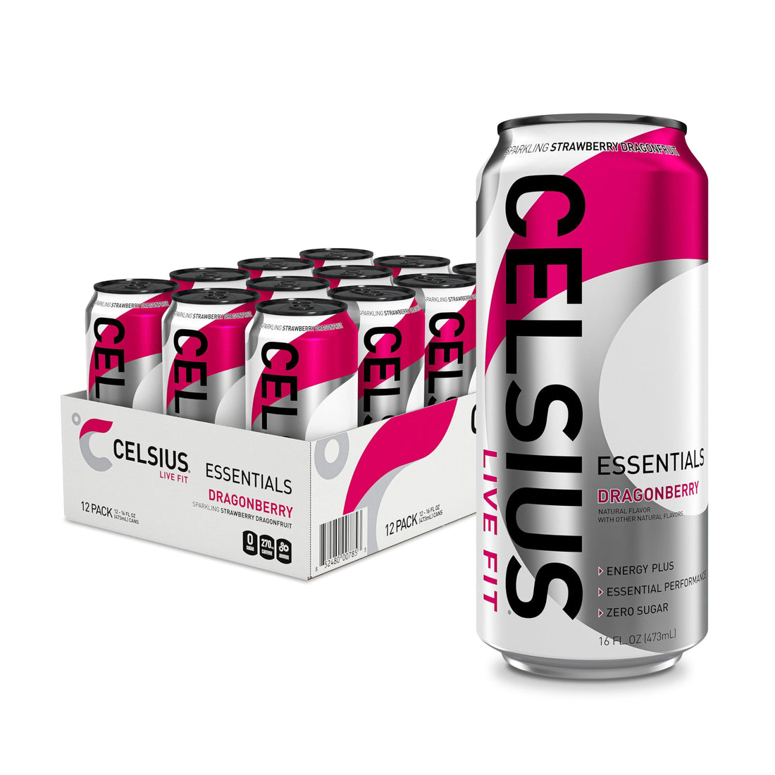CELSIUS ESSENTIALS, Sparkling Dragonberry, Performance Energy Drink 16 Fl Oz